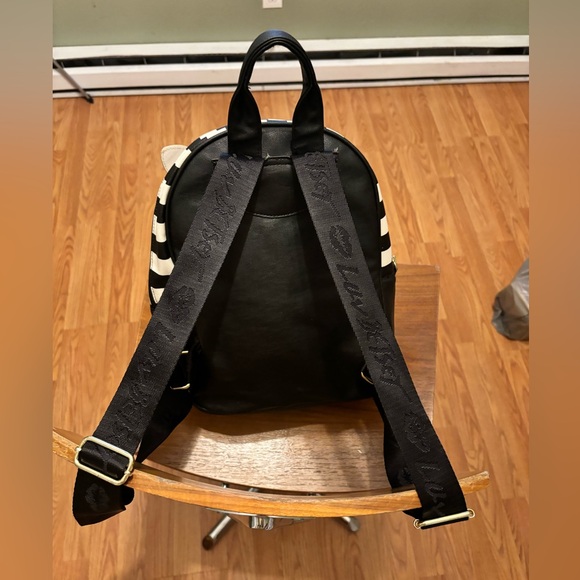 LUV Betsey Backpack By Betsey Johnson Kitty Cat Pink Black , Gently Used. - Picture 3 of 6